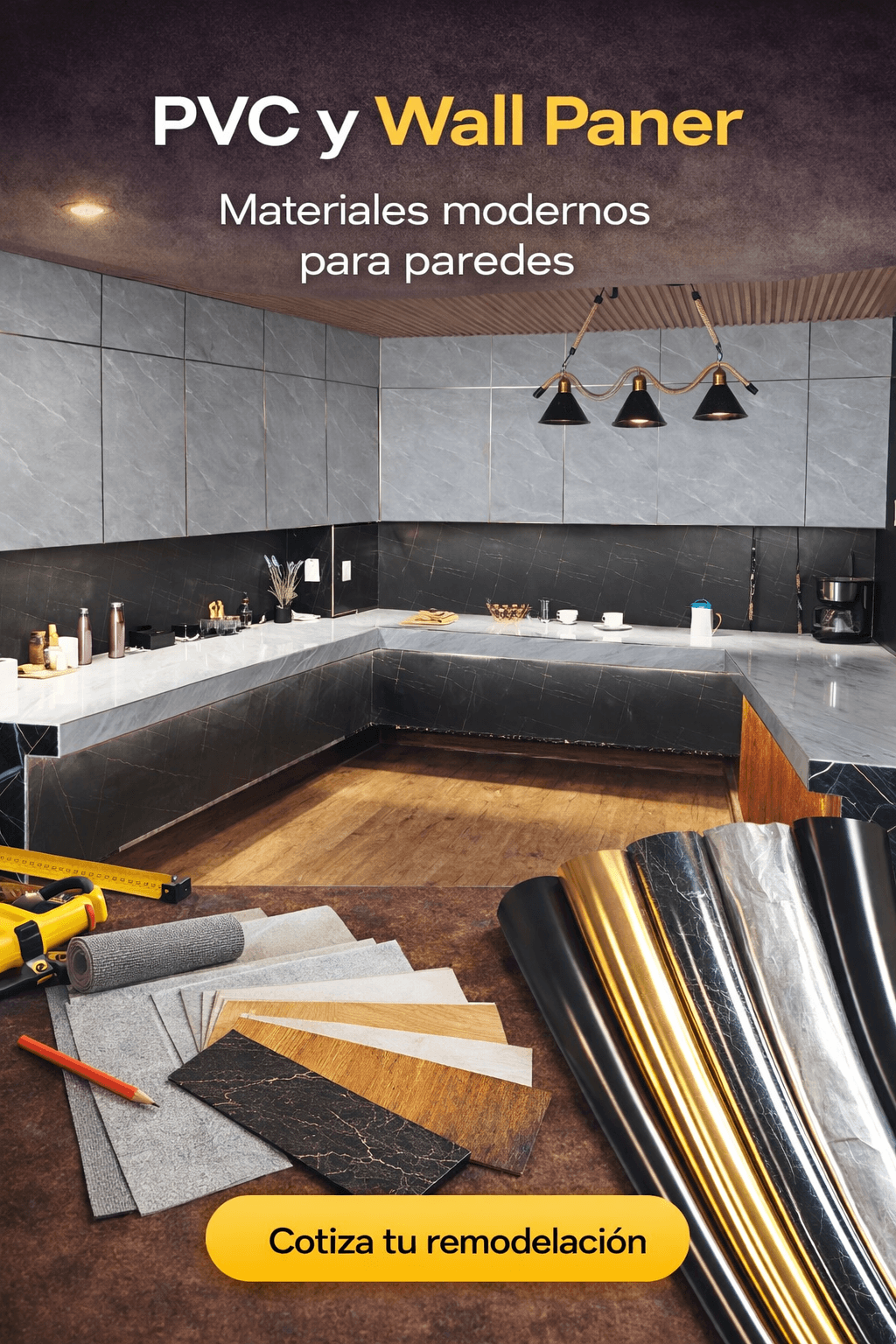 Wall panel y materiales PVC para remodelacion