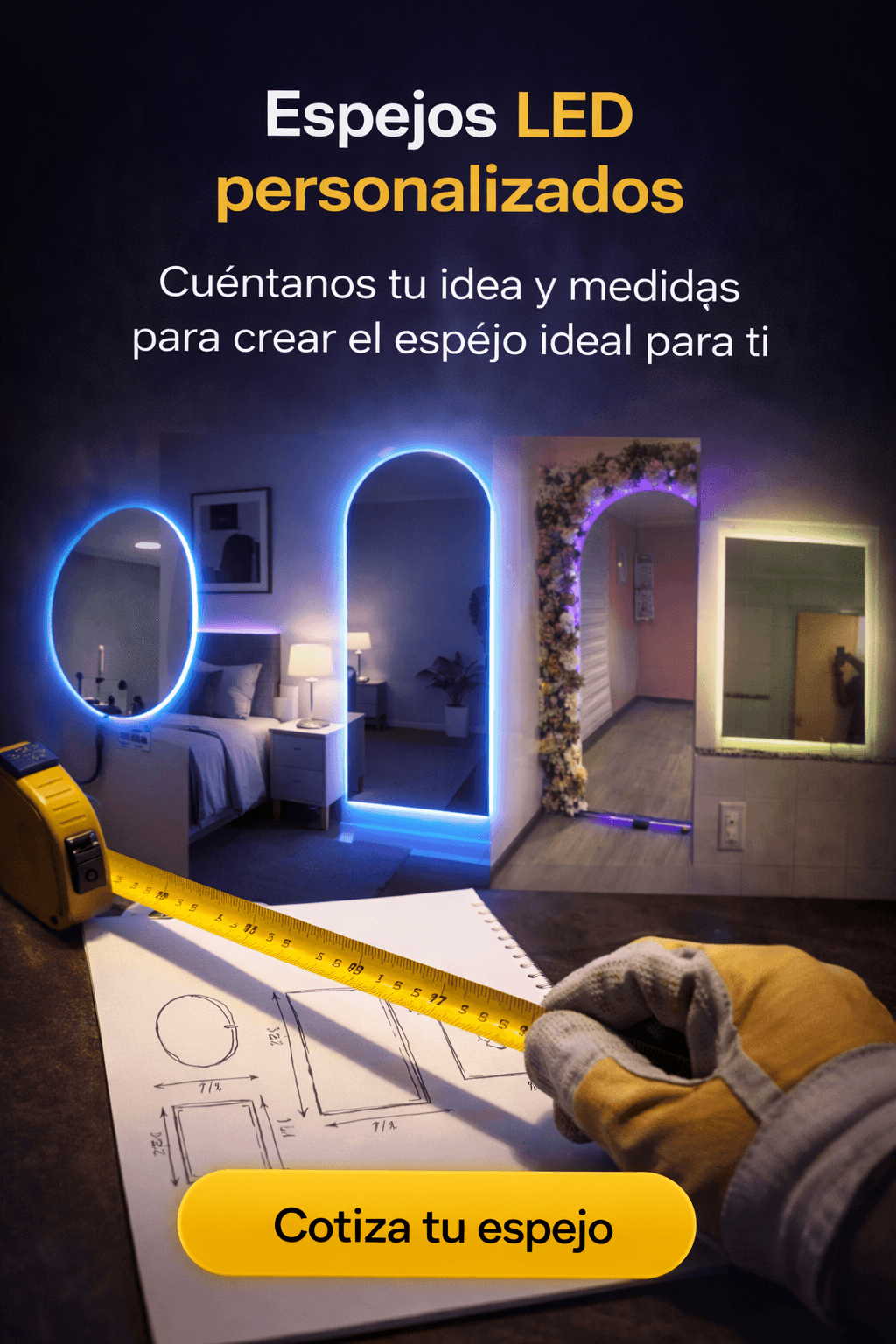 Servicio de espejos LED personalizados