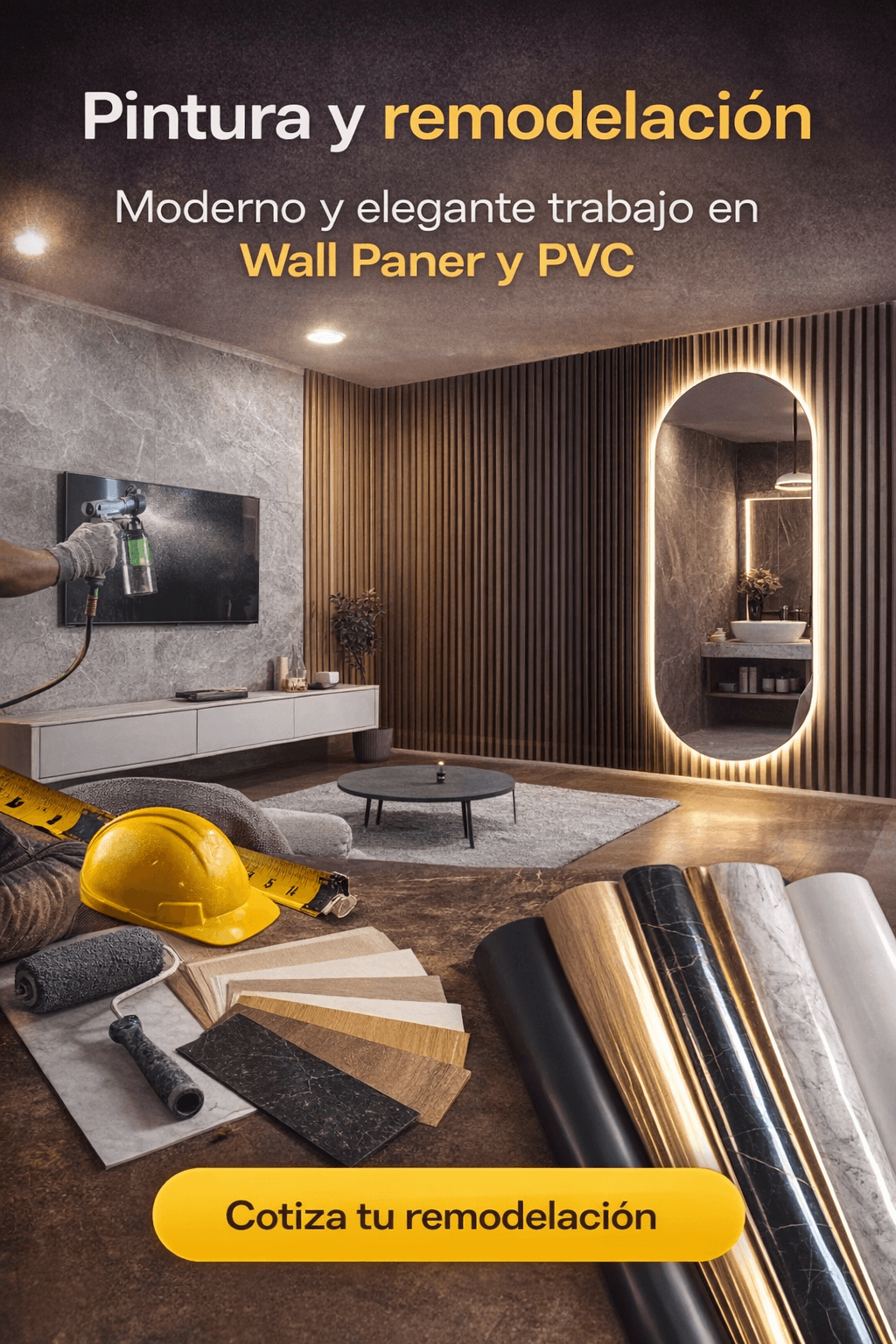 Servicio de pintura y remodelacion con wall panel y PVC